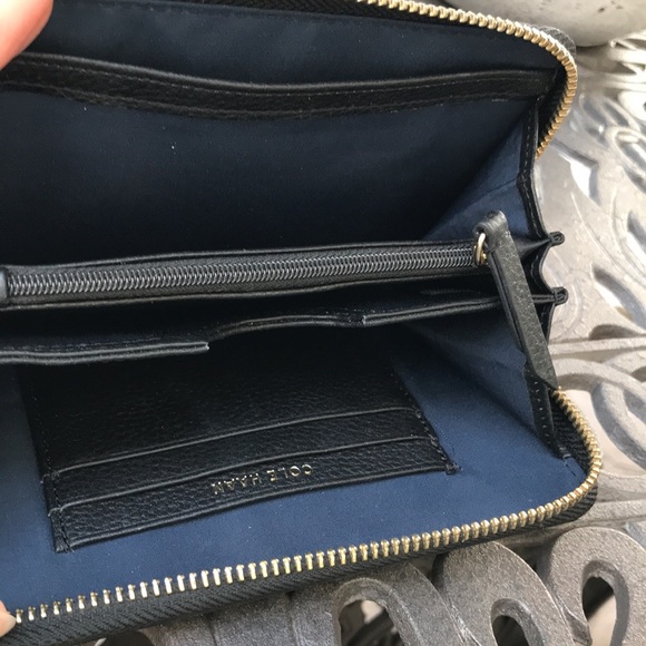 Vintage Cole Haan Wristlet Wallet Purse Black Pebble Leather - Picture 7 of 9